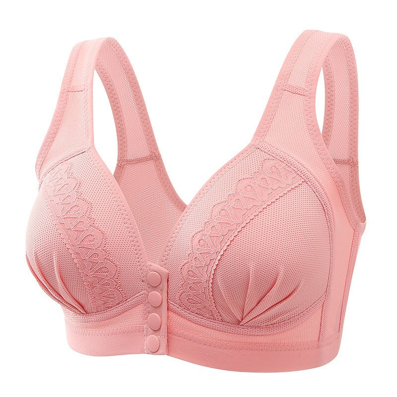 Women's Wireless Push Up Comfort Front Button Underwear Bra
