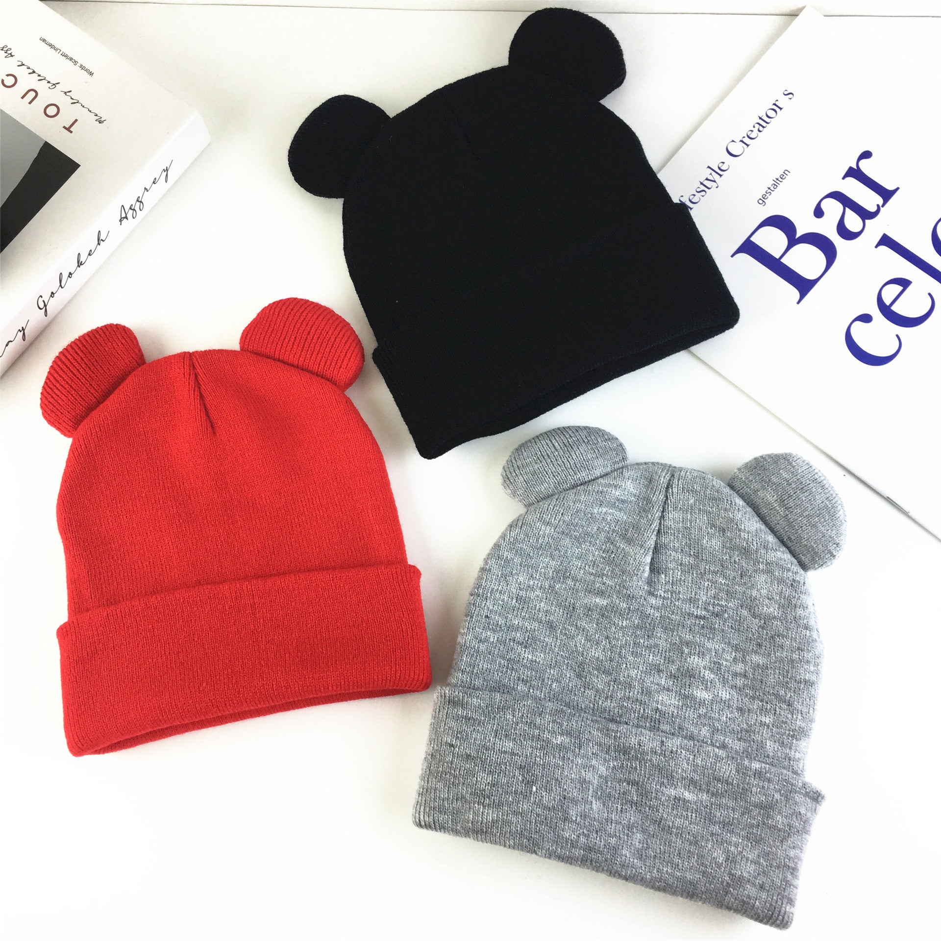Autumn And Winter Funny Bear Ears Student Earflaps Warm Knitted Hat