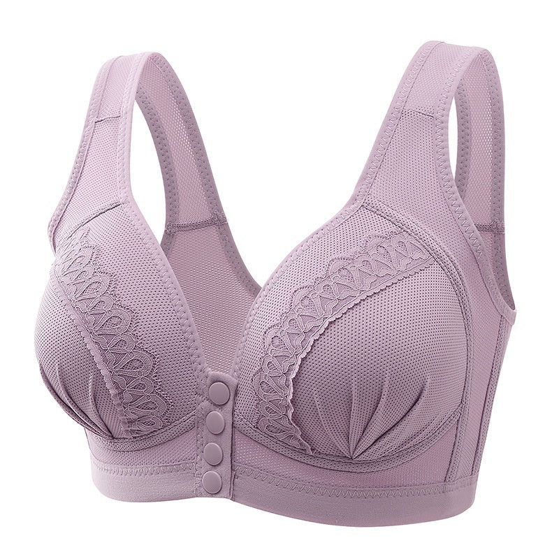 Women's Wireless Push Up Comfort Front Button Underwear Bra