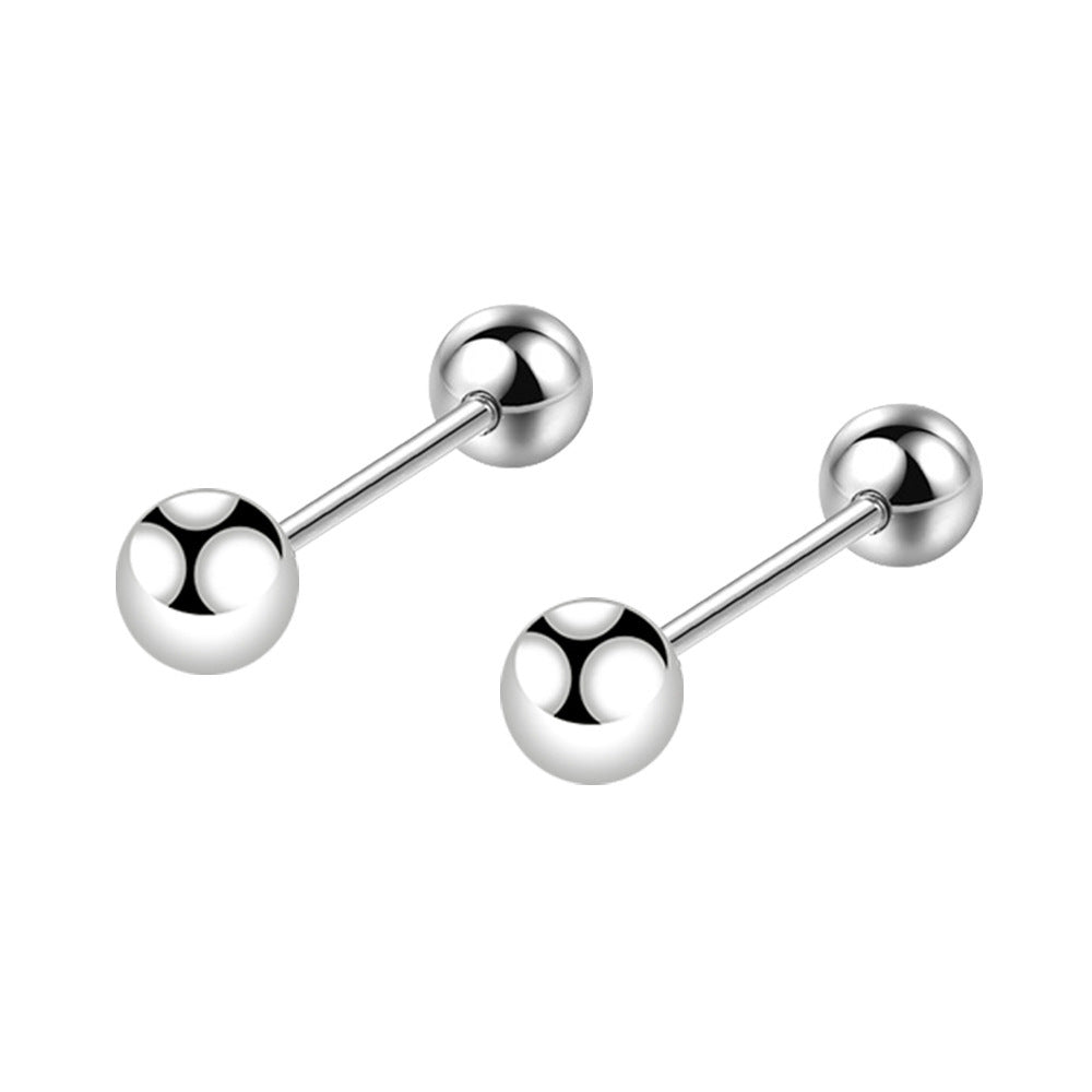 Geometric Dumbbell Romantic Stud Earrings Female Personality Ning Screw Small Ear Rings