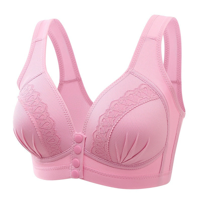 Women's Wireless Push Up Comfort Front Button Underwear Bra