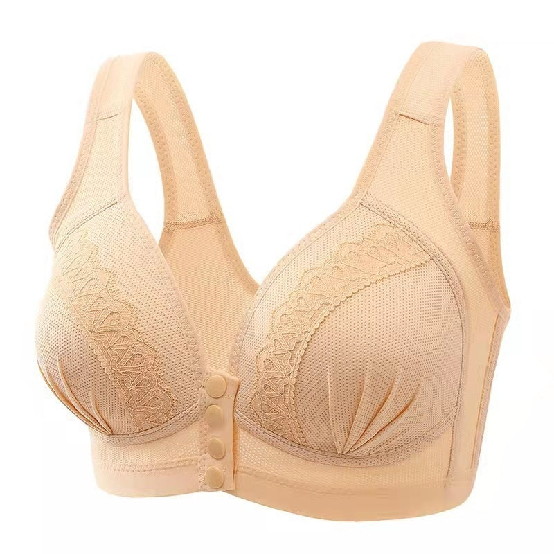 Women's Wireless Push Up Comfort Front Button Underwear Bra