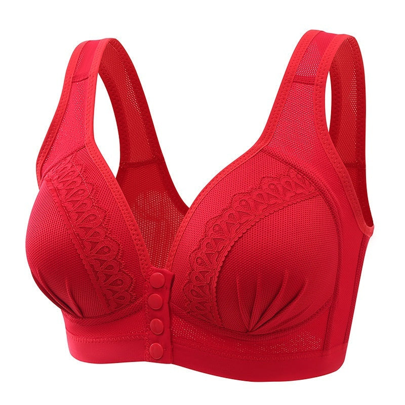 Women's Wireless Push Up Comfort Front Button Underwear Bra