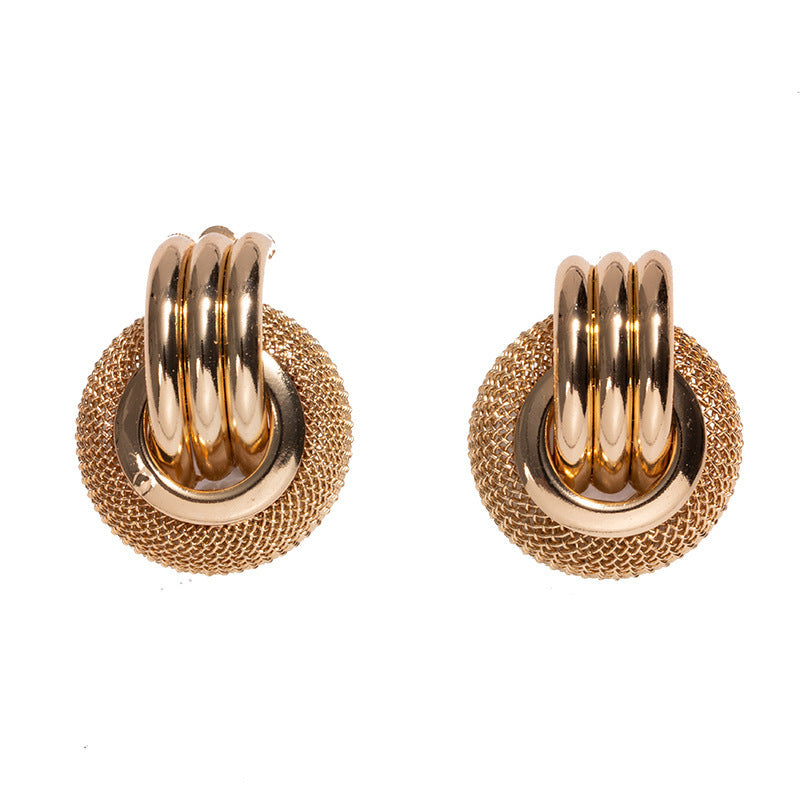 European And American Grid Ring Personality Trendy Earrings