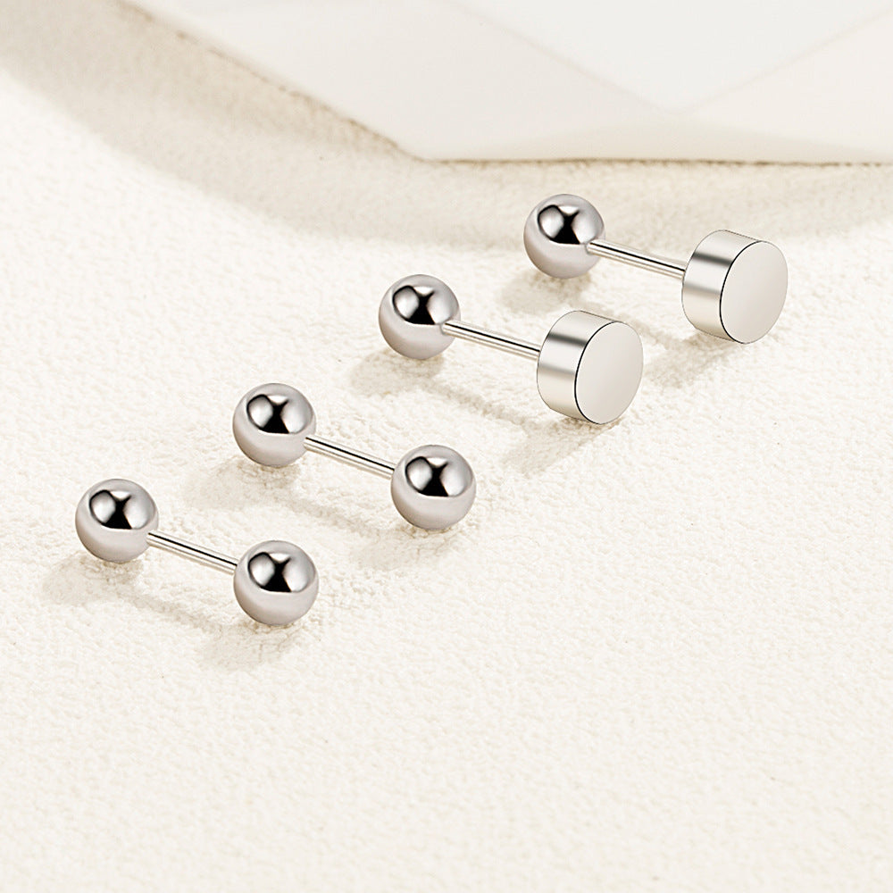 Geometric Dumbbell Romantic Stud Earrings Female Personality Ning Screw Small Ear Rings