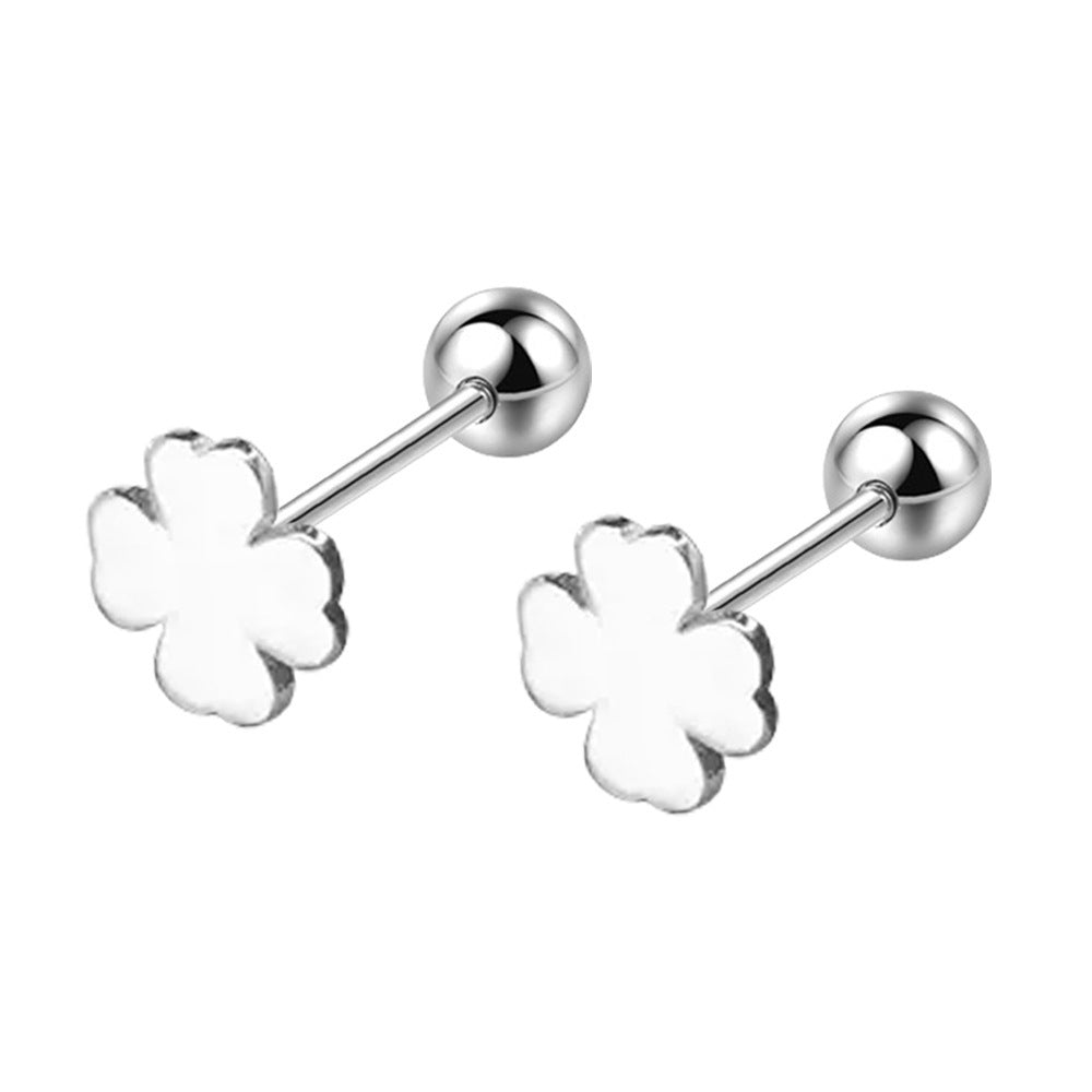 Geometric Dumbbell Romantic Stud Earrings Female Personality Ning Screw Small Ear Rings
