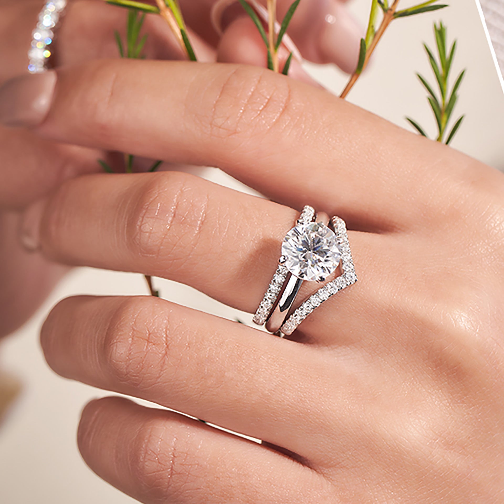 Classic Sansheng Sanshi Couple Rings Twist Twisted String Zircon Lines