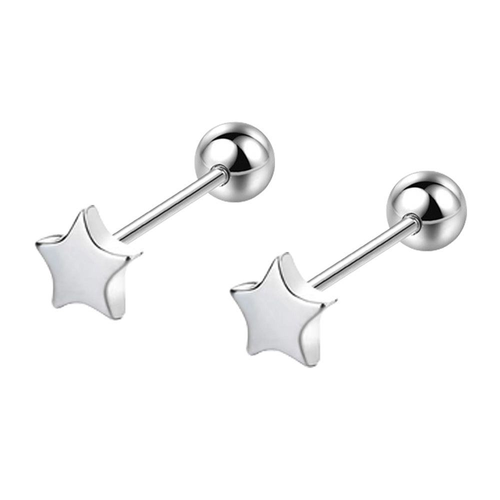Geometric Dumbbell Romantic Stud Earrings Female Personality Ning Screw Small Ear Rings
