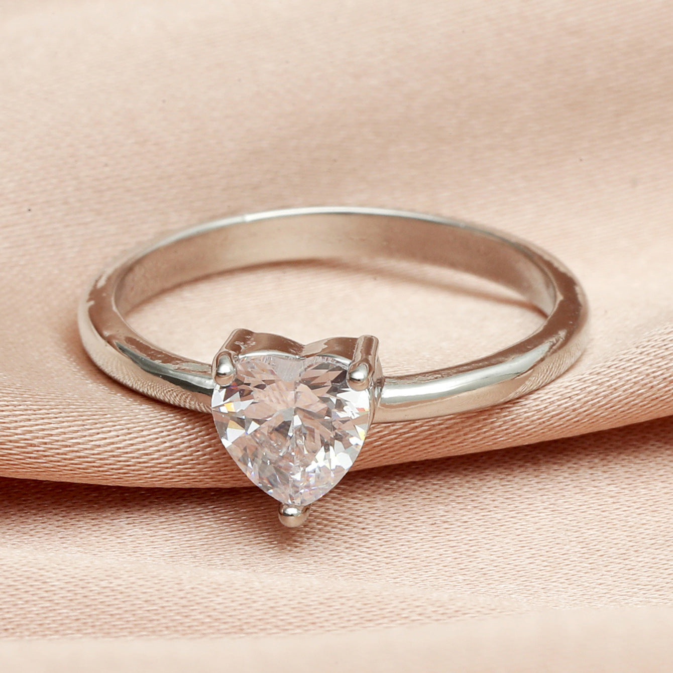 Heart-shaped Zircon Cold Style Simple Bracelet Couple Little Finger Ring