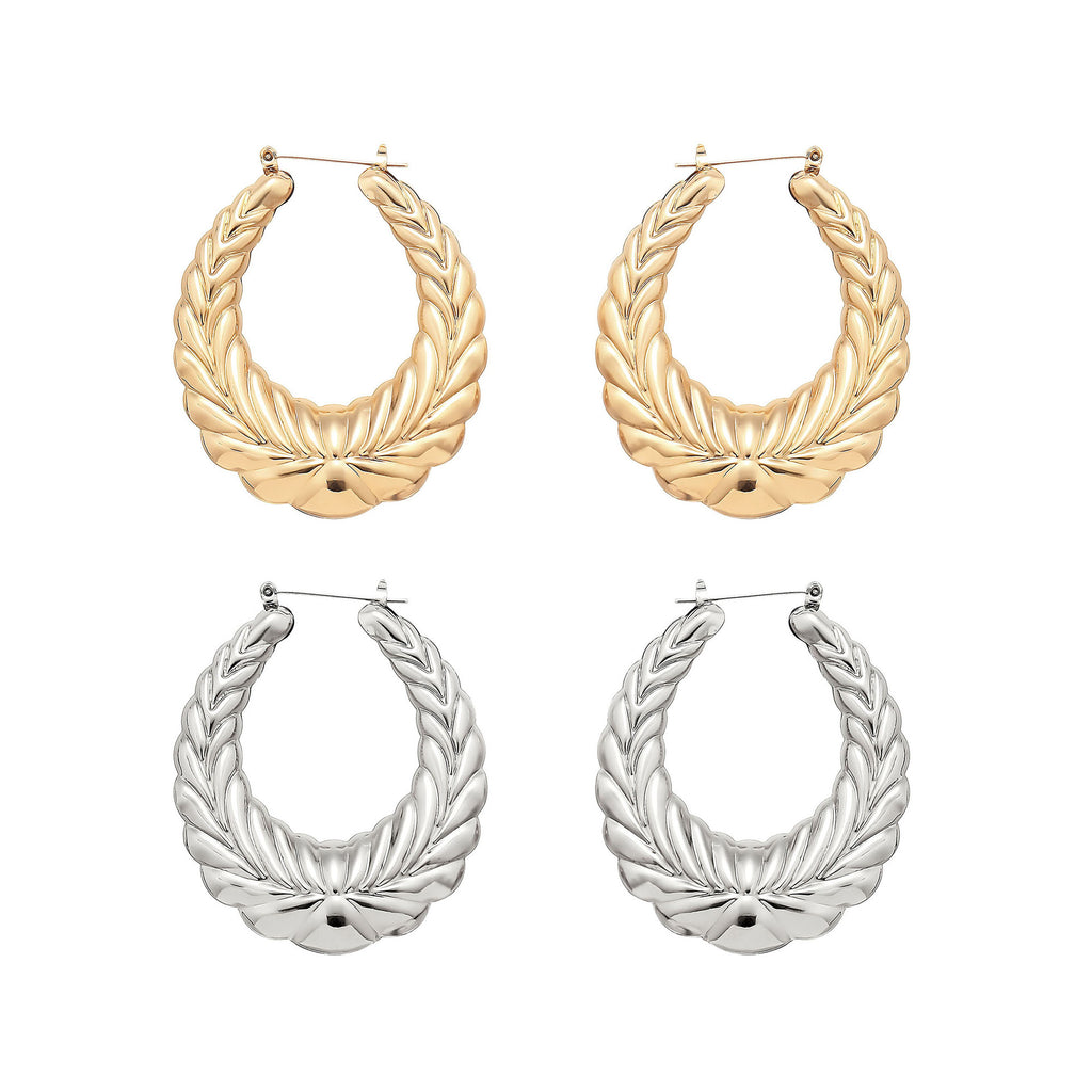 Fashion Personality Wheat Pattern Oval Earrings