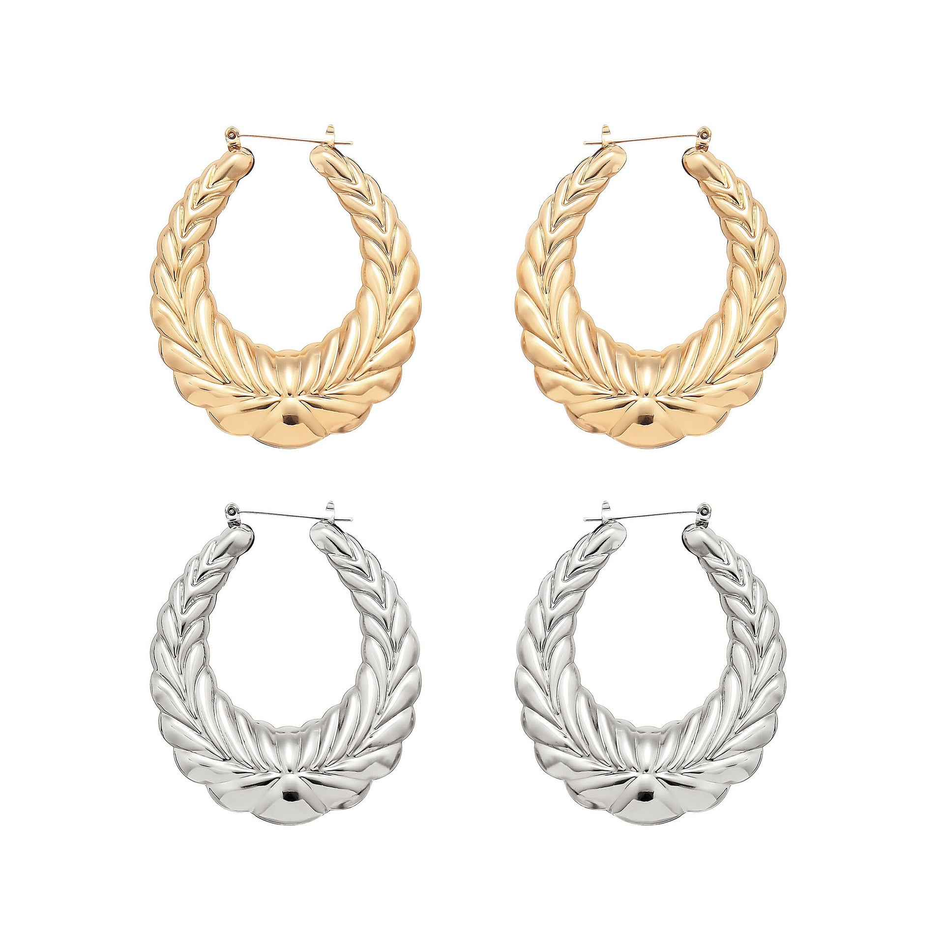 Fashion Personality Wheat Pattern Oval Earrings