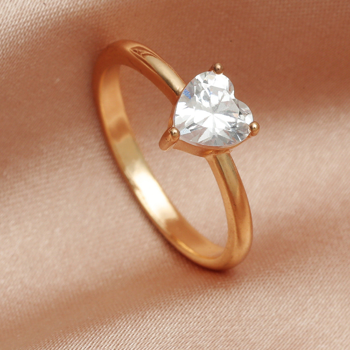Heart-shaped Zircon Cold Style Simple Bracelet Couple Little Finger Ring