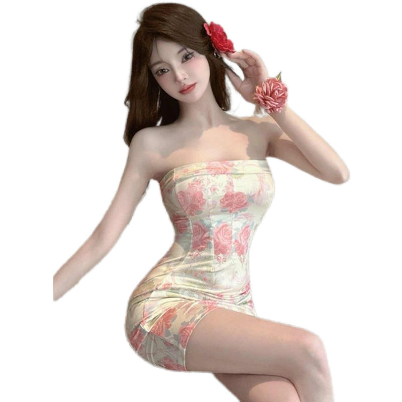 Sweet And Spicy Style Sexy Floral Tube Top Dress Women