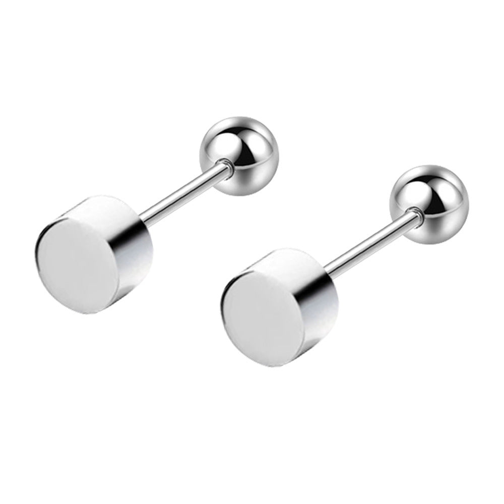 Geometric Dumbbell Romantic Stud Earrings Female Personality Ning Screw Small Ear Rings