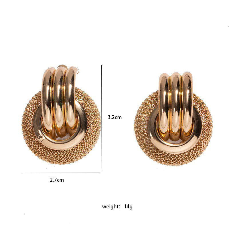European And American Grid Ring Personality Trendy Earrings