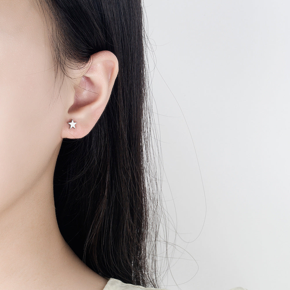 Geometric Dumbbell Romantic Stud Earrings Female Personality Ning Screw Small Ear Rings